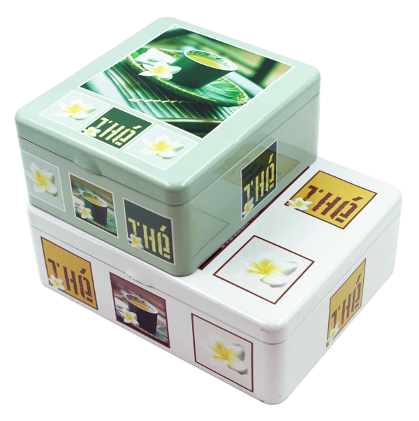 Elegant rectangular tea tins