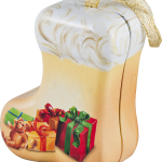 Festive stocking-shaped tin
